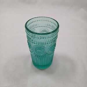 Pioneer Woman Adeline 16 oz Drinking Glass Pressed Teal Green